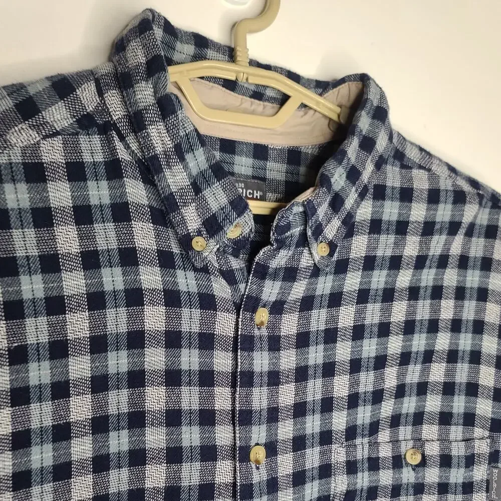 Woolrich blue grey plaid cotton long sleeve button down shirt - 2XL / XXL